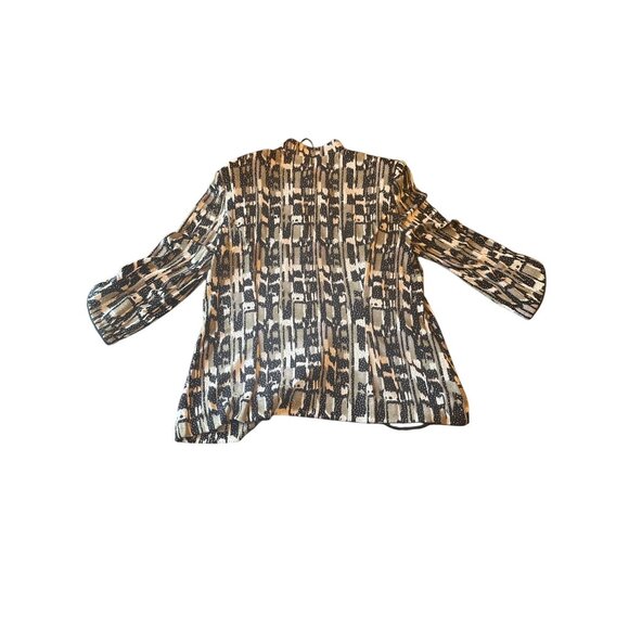Alex Evenings Womens Open Front Metallic Animal Print Jacket Size L - Picture 4 of 4